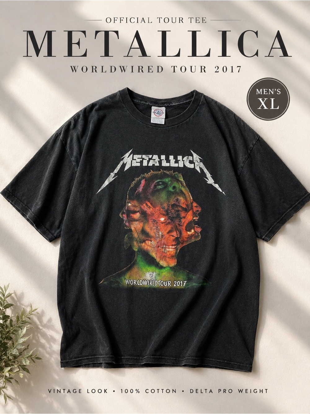 Metallica WorldWired Tour 2017 Band Tee Black Graphic T-Shirt Men’s XL